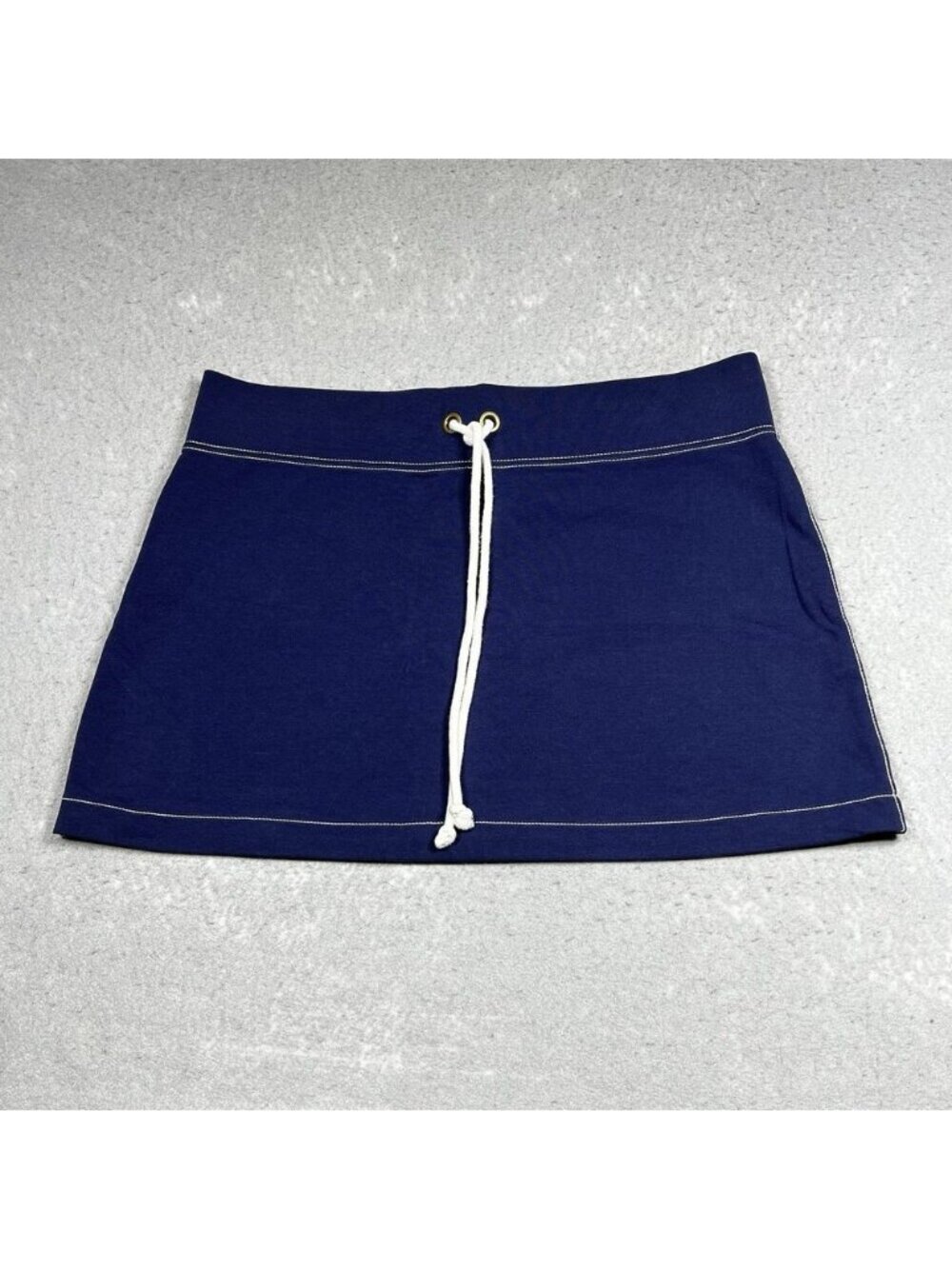 Skirt Women’s Size Large Navy Blue Drawstring A Line Mini Coastal Cotton - Picture 1 of 6